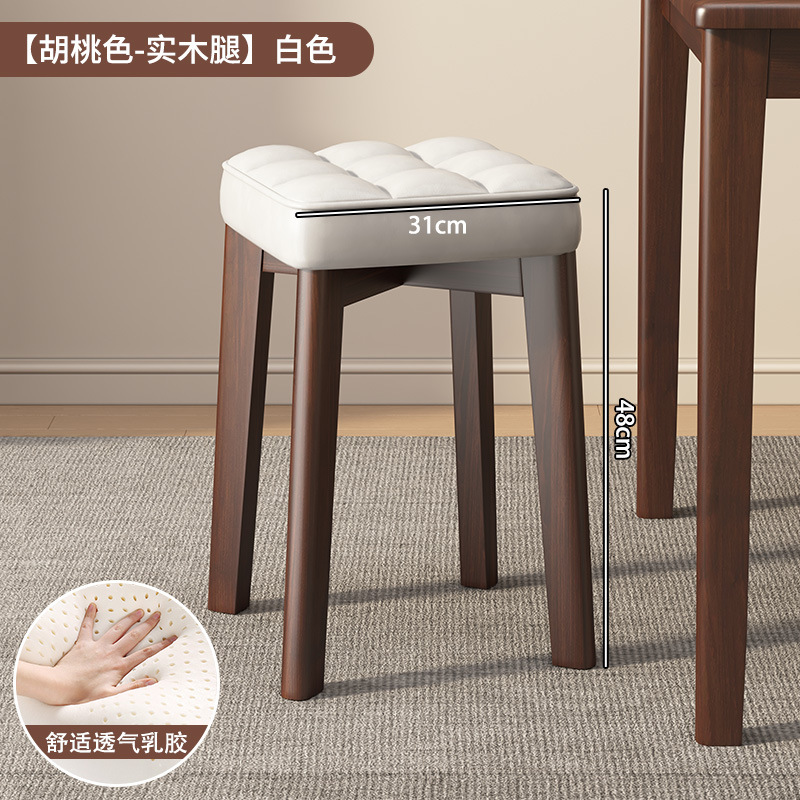 無垢材のスツール、家庭用の小さな正方形のベンチ、積み重ね可能なシンプルな丸いスツール、ドレッシングローチェア、リビングルームのダイニングテーブルと椅子、直販|undefined
