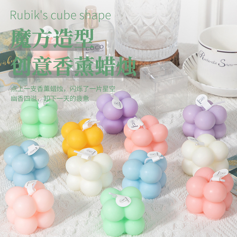 Little Rubik's Cube Aromatherapy Candle Anniversary Souvenir Smoke-Free Small Home Bedroom Birthday Gift Fragrance Table Ornament