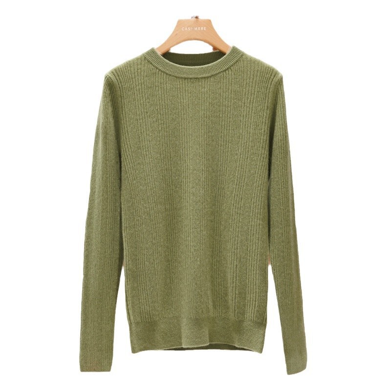 Winter Consaney Cashmere Yarn 100 Cashmere Sweater Women Round Neck Vertical Stripe Medium Thick Base Shirt