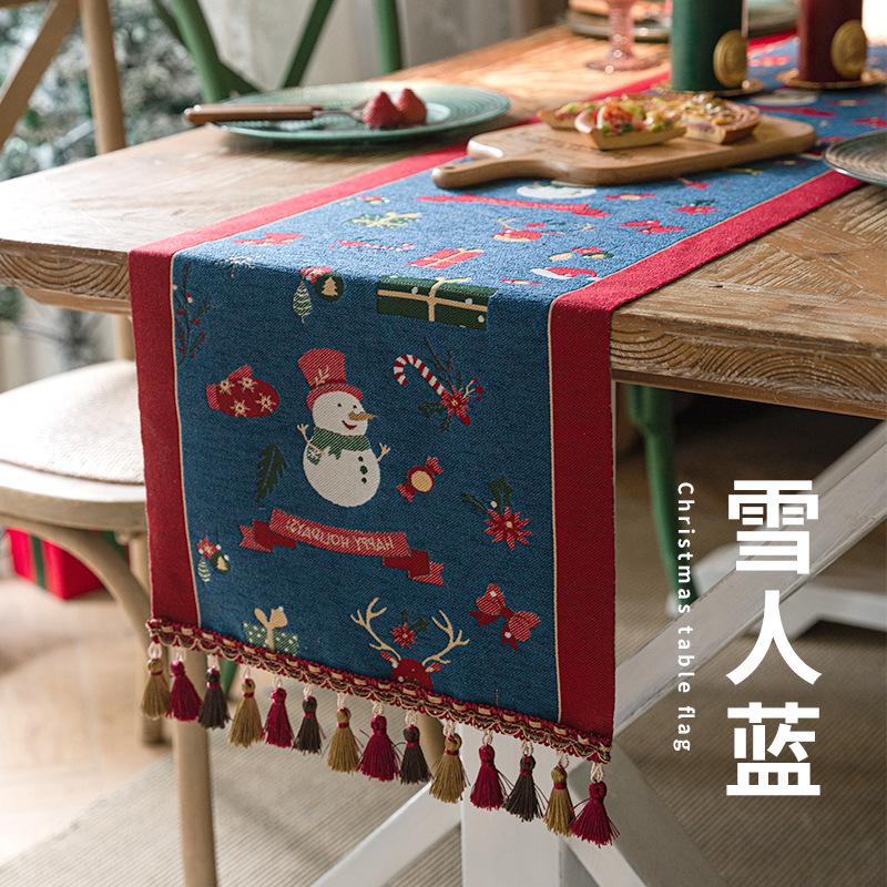新しいクリスマススタイルテーブルフラグレッドライト高級西洋レストラン暖炉キャビネットロング布雰囲気テーブルフラグクロスボーダー配送|undefined