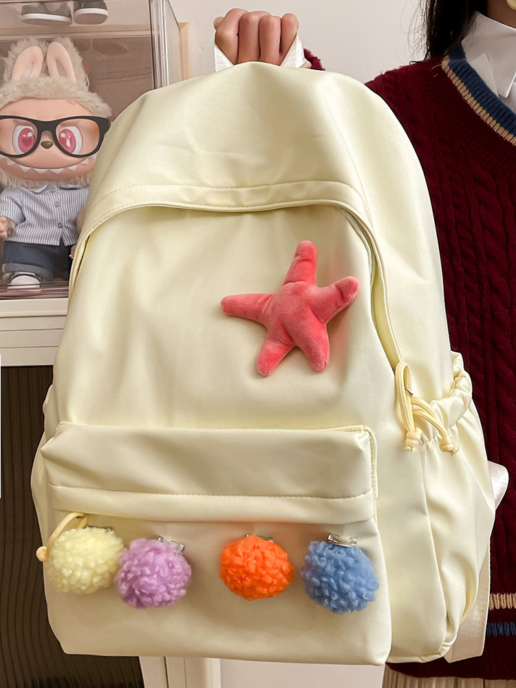 Mochila escolar femenina japonesa simple pequeña mochila fresca para estudiantes color puro todo fósforo casual estilo universitario niña mochila de viaje