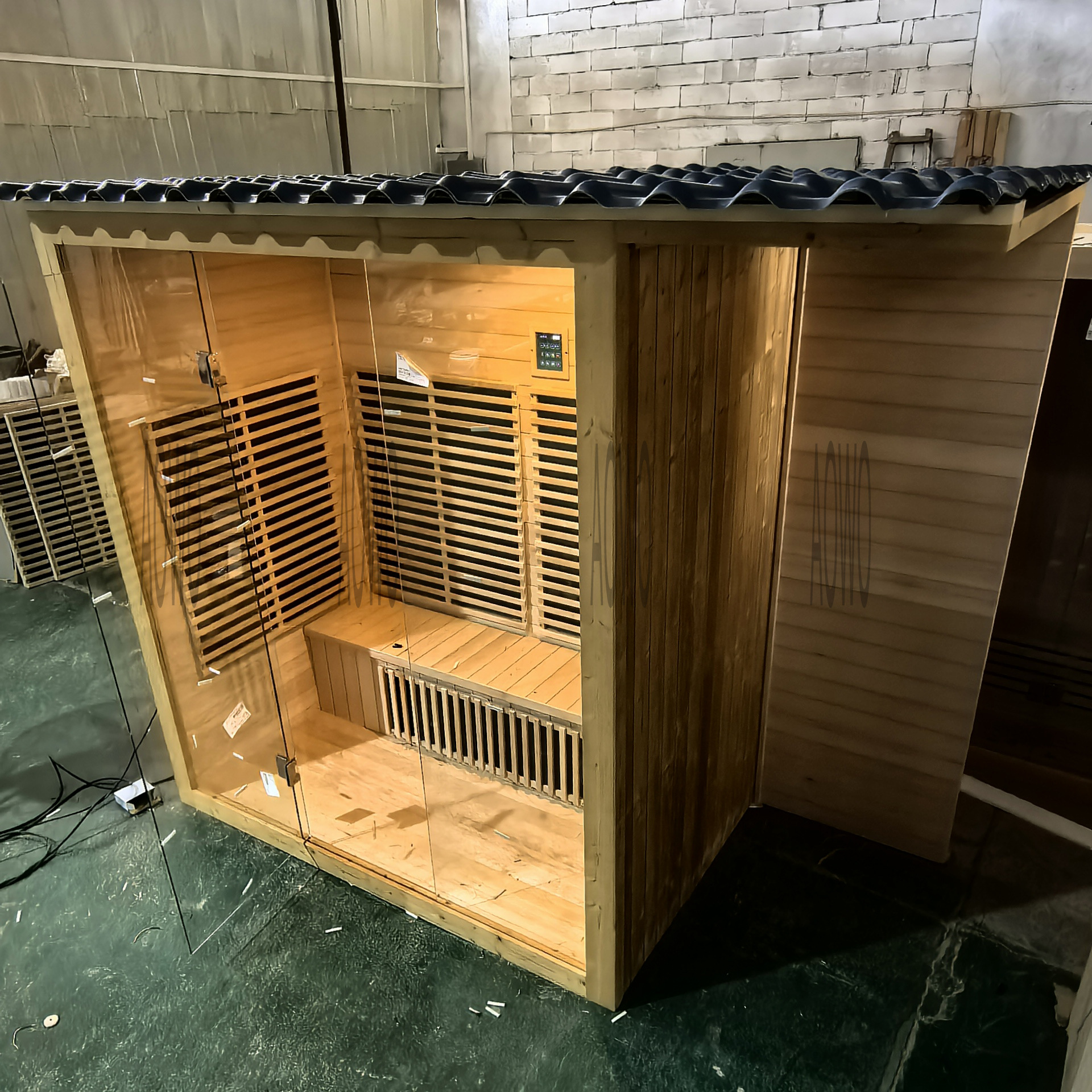 Sauna al aire libre de tecia importada de Canadá puede personalizar el tamaño del estilo de la parte superior de la placa de vidrio al aire libre