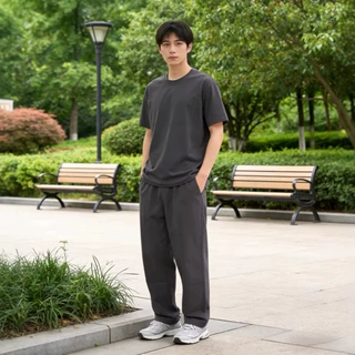 新款现货冰感棉亲子装短袖基础款纯色圆领T恤宽松休闲春夏季上衣