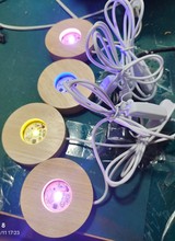 水晶球木质底座 树桩树根莲花圆形LED灯摆件USB小夜灯桌面摆件