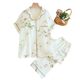 Women's Pajamas Summer Sweet Cartoon Cotton Double-Layer Crepe Lapel Short-Sleeved Shorts Home Clothes Two-Piece Suit