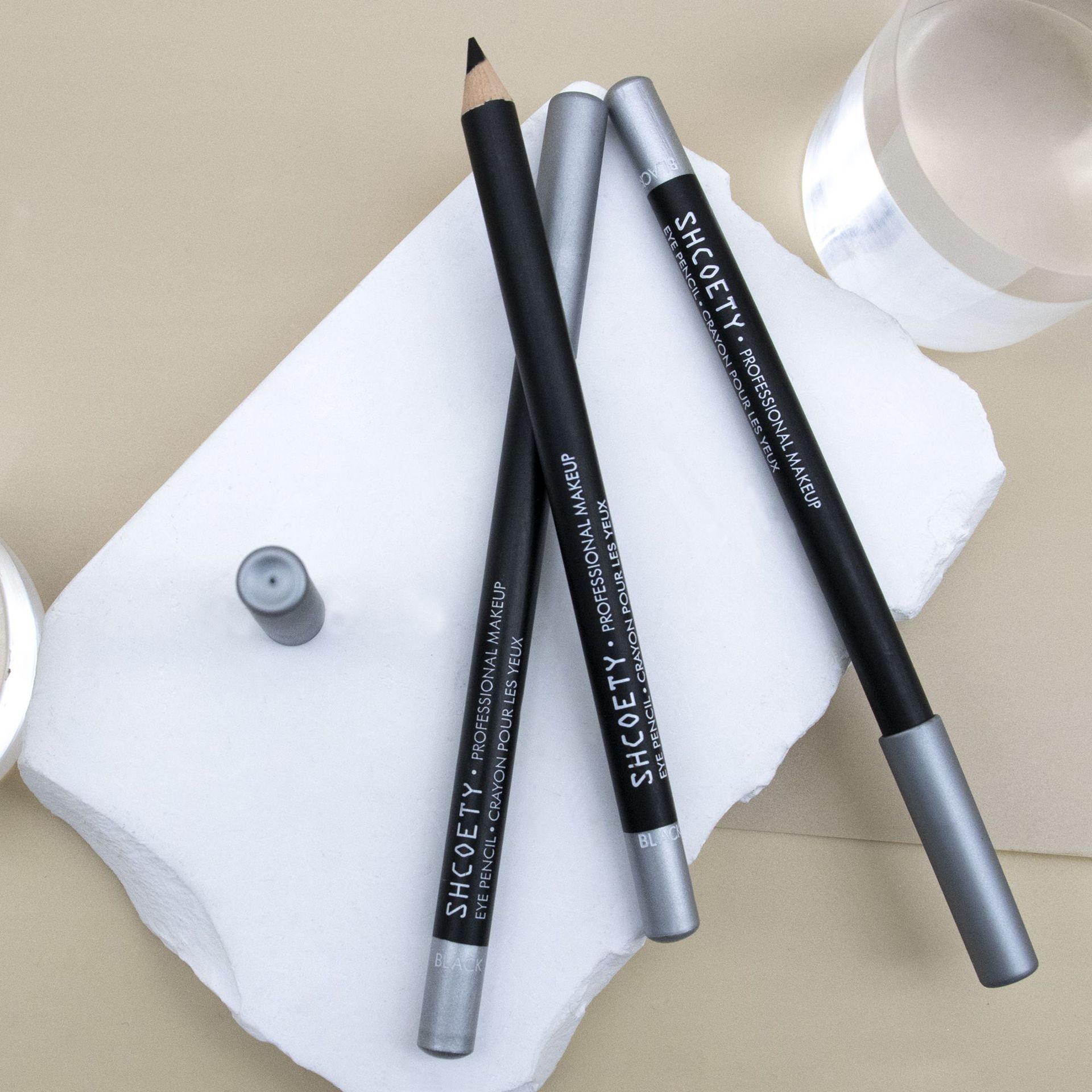 SHCOETY waterproof and non-smudge wooden eyeliner pen, long-lasting makeup without smudge, eyebrow pencil and eye pencil, dual-purpose makeup pen, European and American undefined
