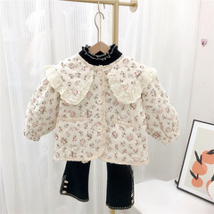 Women's Floral Padded Jacket 2022 New Autumn and Winter Children's Cotton Coat Stylish Thin Children's Cotton Coat