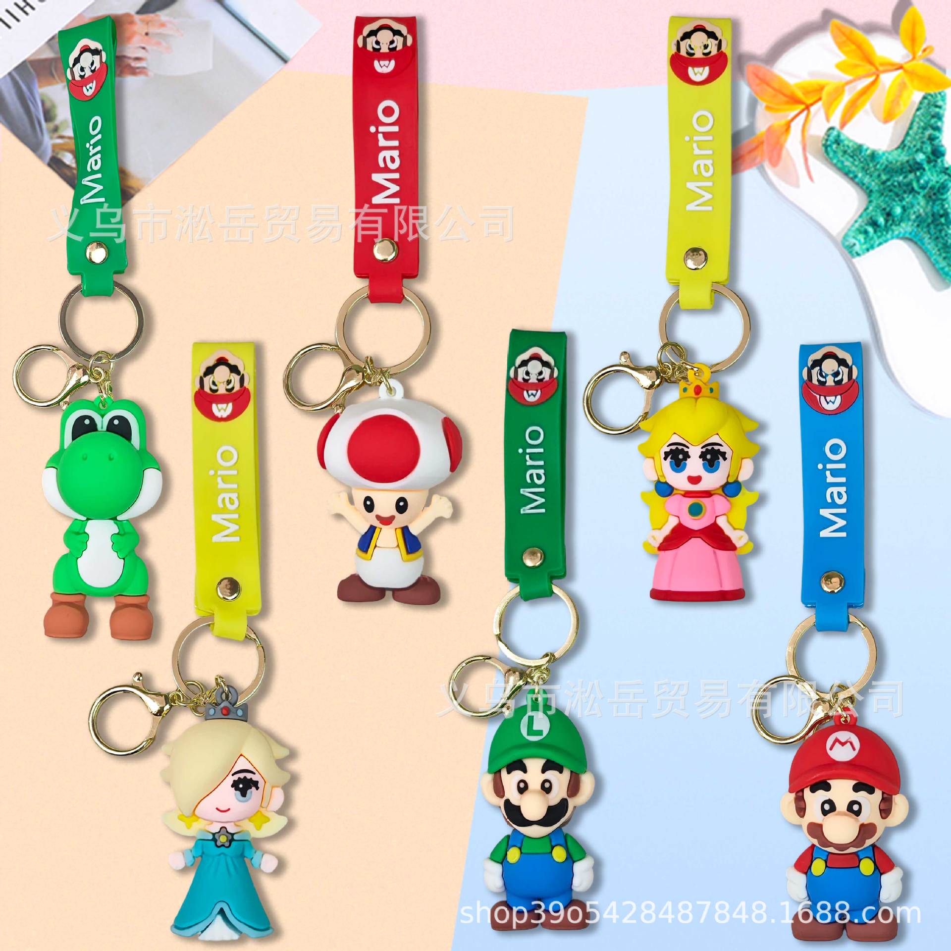 跨境新款马里奥钥匙扣公仔挂件 超级玛丽钥匙扣挂件公仔 批发直销