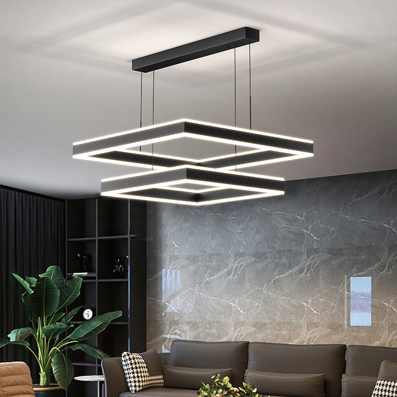 Square pendant light for dining room, up-and-down glowing living room cube pendant light, trendy, personalized, elegant pendant light, smart combination set