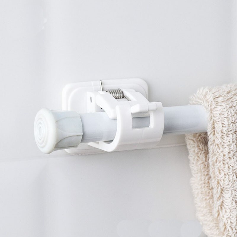 808 Stick-Shaped Object Hanging Clip Curtain Rod Hanger Adhesive Hook Shower Curtain Rod Clip No-Drill Towel Rod