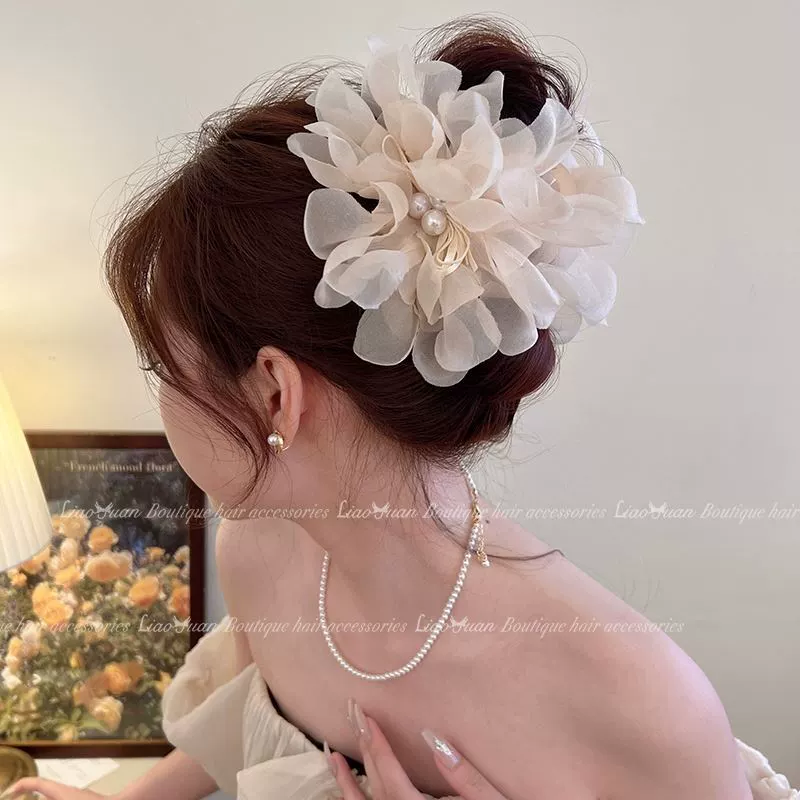 Крабовая заколка Hairgrip, большой крабовый зажим, акула, с цветочным принтом, стиль высокого качества