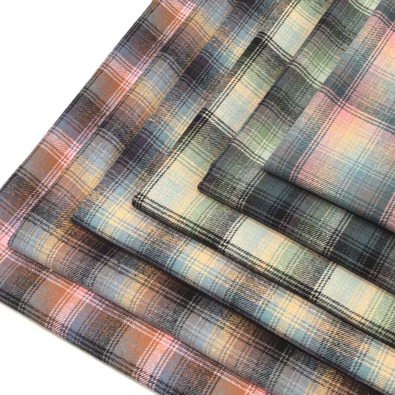 Factory Direct Supply of Cotton Brushed Yarn-Dyed Plaid Fabric Shirt Plaid Fabric Clothing Twill Jacquard Gradient Color