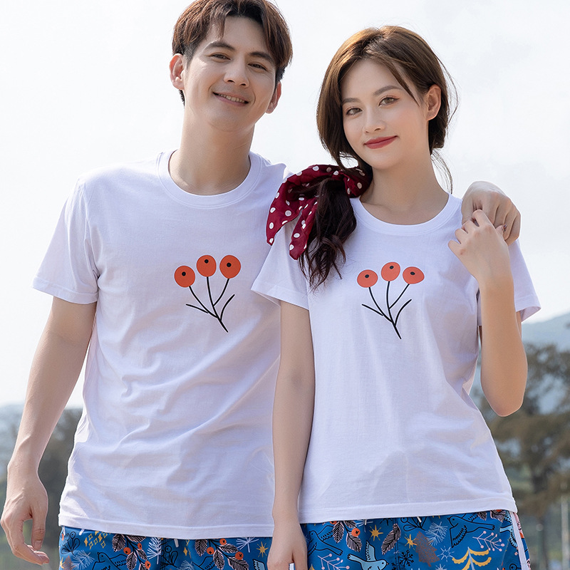 Suministro directo de fábrica pareja Camiseta de manga corta marca de moda masculina camisa de fondo camiseta ropa pareja desgaste verano personalizable LOGO