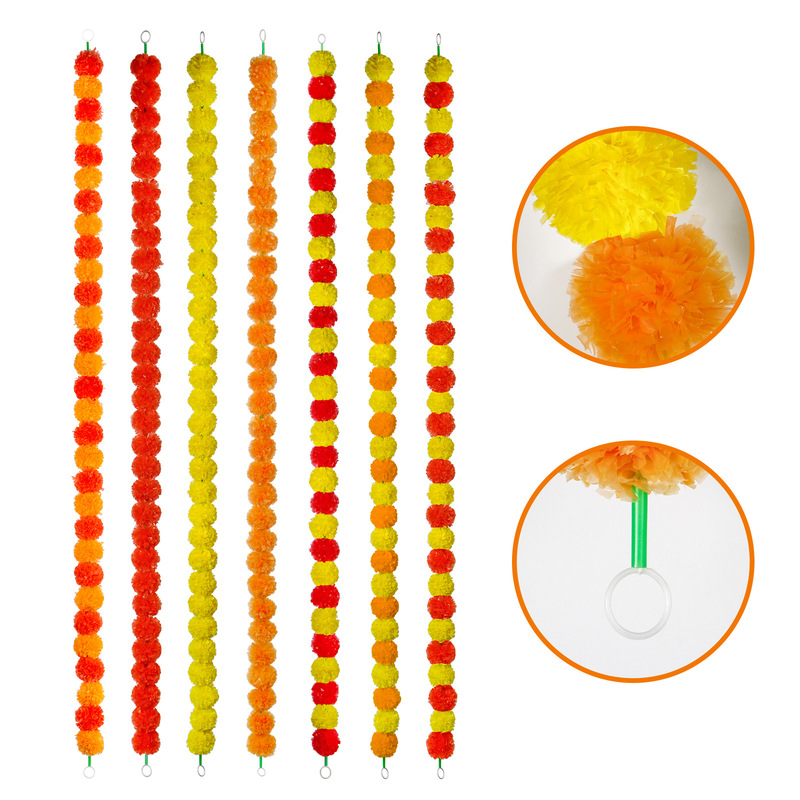 Diwali Marigold Halloween Day of the Dead Wedding Flower Garland Marigold Mexican Festival Decoration