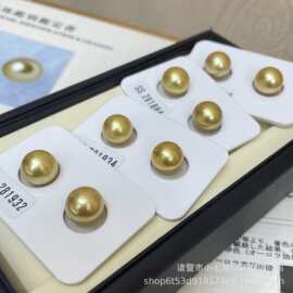 10-11mm带真科研大证茶金金珠正圆强光基本无暇送18K金针可diy