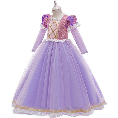  Autumn New Sophia Long Hair Princess Dress Sleeveless Formal Gown for Girls Birthday Party Performance
