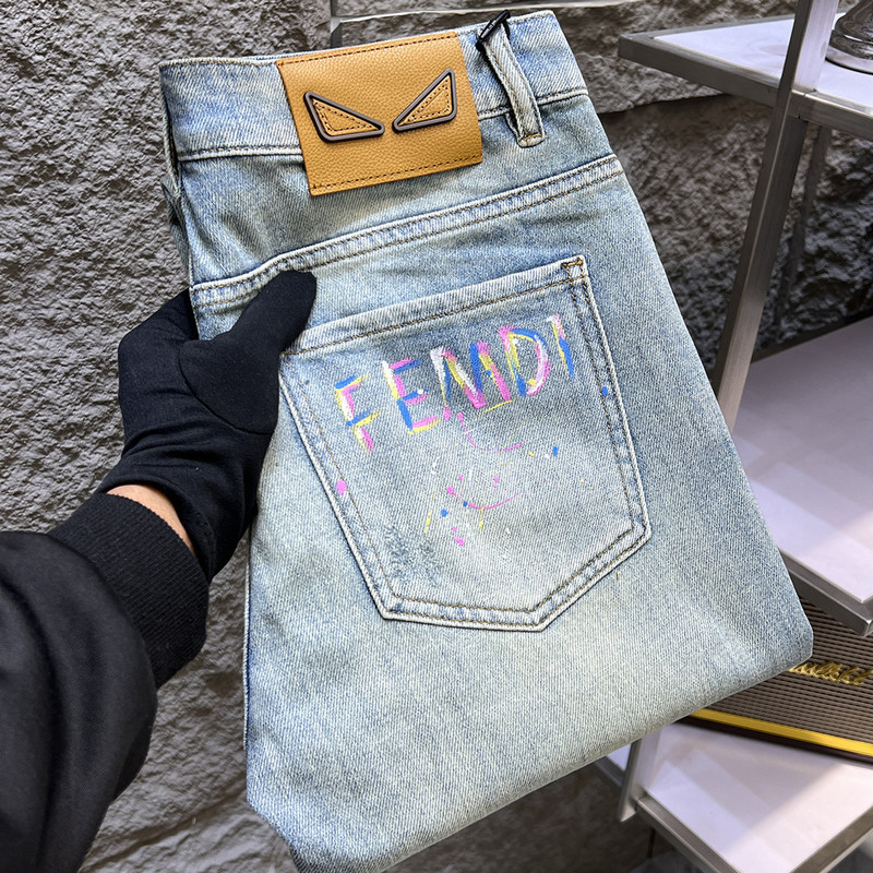 Guangzhou Xintang Jeans Men's Korean-style Stretch Slim-fit Leg High Cross-border European Products Thin Ripped Monster Pants