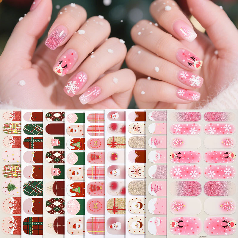 Zhengxiang Cross-Border New Christmas Nail Stickers Snowflake Snowman Nail Polish Film Nail Art Stickers Cross-Border European and American Nail Art Stickers