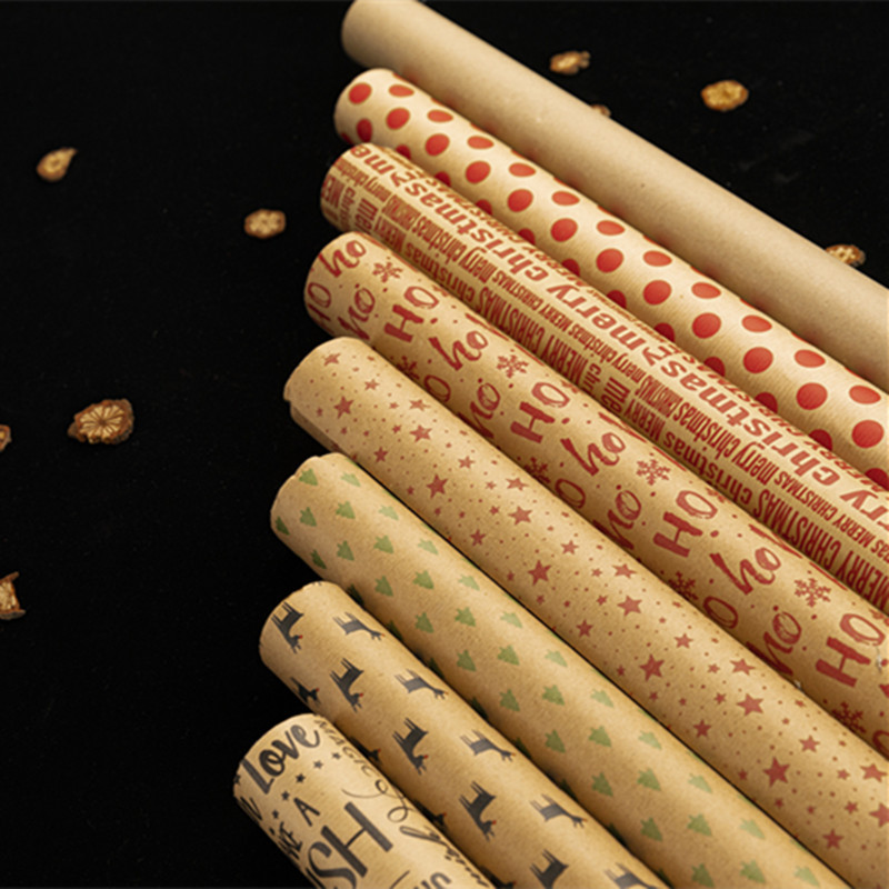 Papel de Regalo Navideño Transfronterizo, Papel Kraft Retro para Regalos de San Valentín y Cumpleaños, Venta al por Mayor Transfronteriza