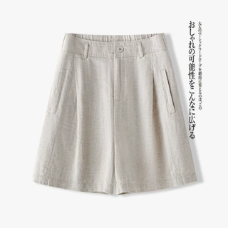 天丝亚麻短裤女2026夏季新款高腰时尚洋气时髦高端直筒休闲五分裤