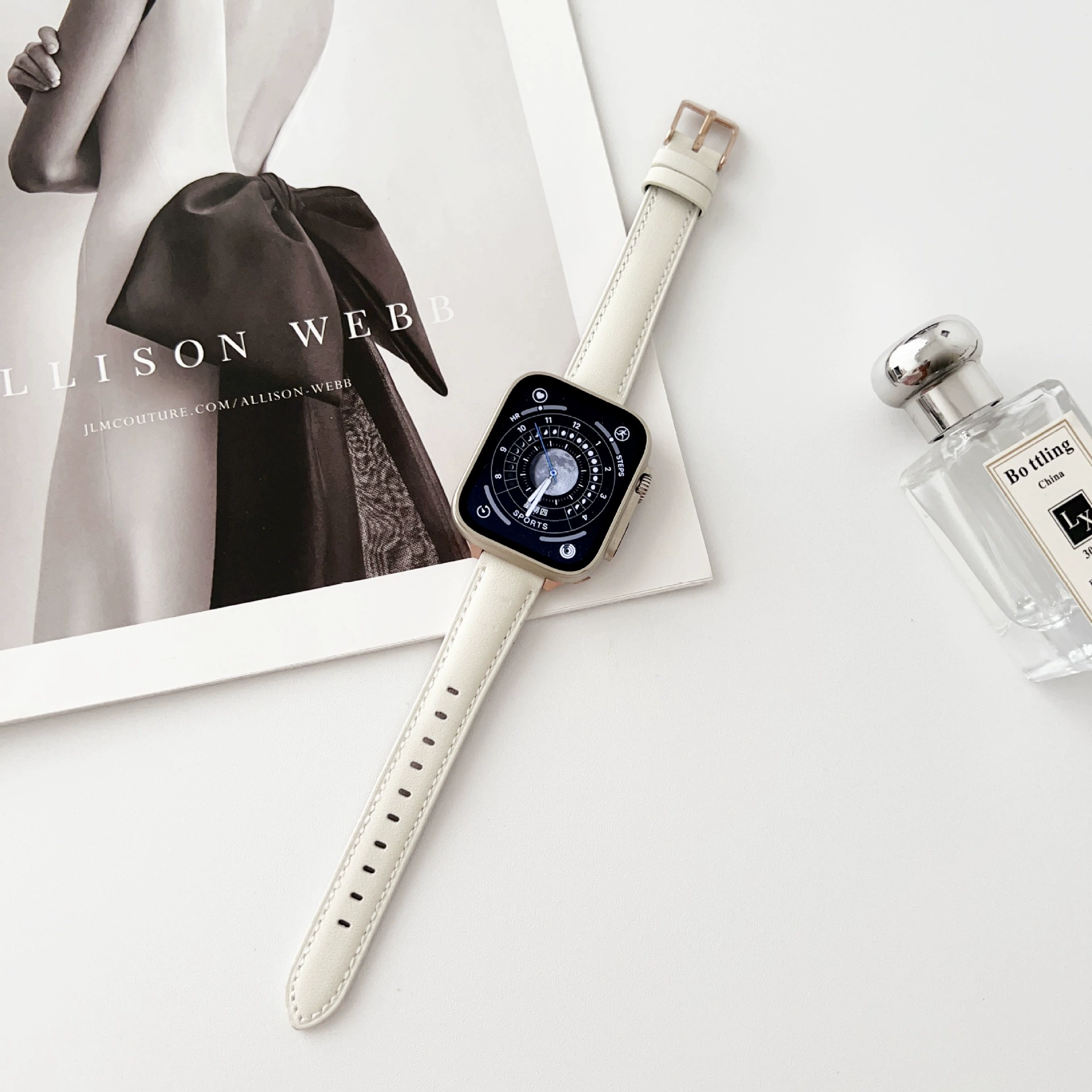 Подходит для Apple 7-го поколения часов, ремешок для Apple Watch 456SE плоские линии кожа розовая пряжка ремешок spot