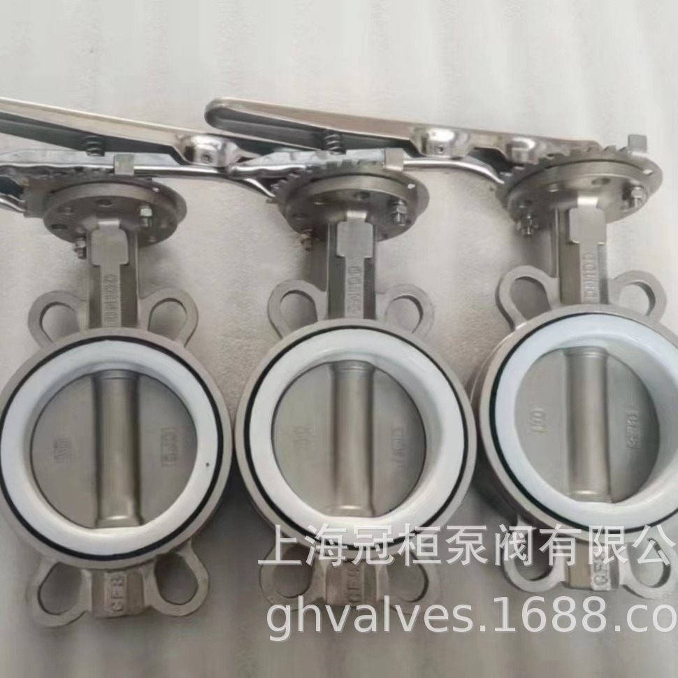 手柄不锈钢对夹式蝶阀D71F-16P衬四氟对夹蝶阀