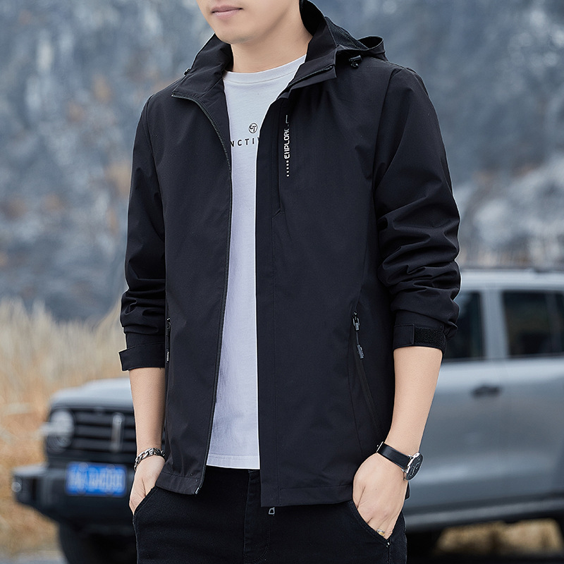 Men's 2026 Spring and Autumn Waterproof Jacket with Detachable Hood, Trendy Outdoor Men's Clothing Men's 2026 Spring and Autumn Waterproof Jacket with Detachable Hood, Trendy Outdoor Men's Clothing