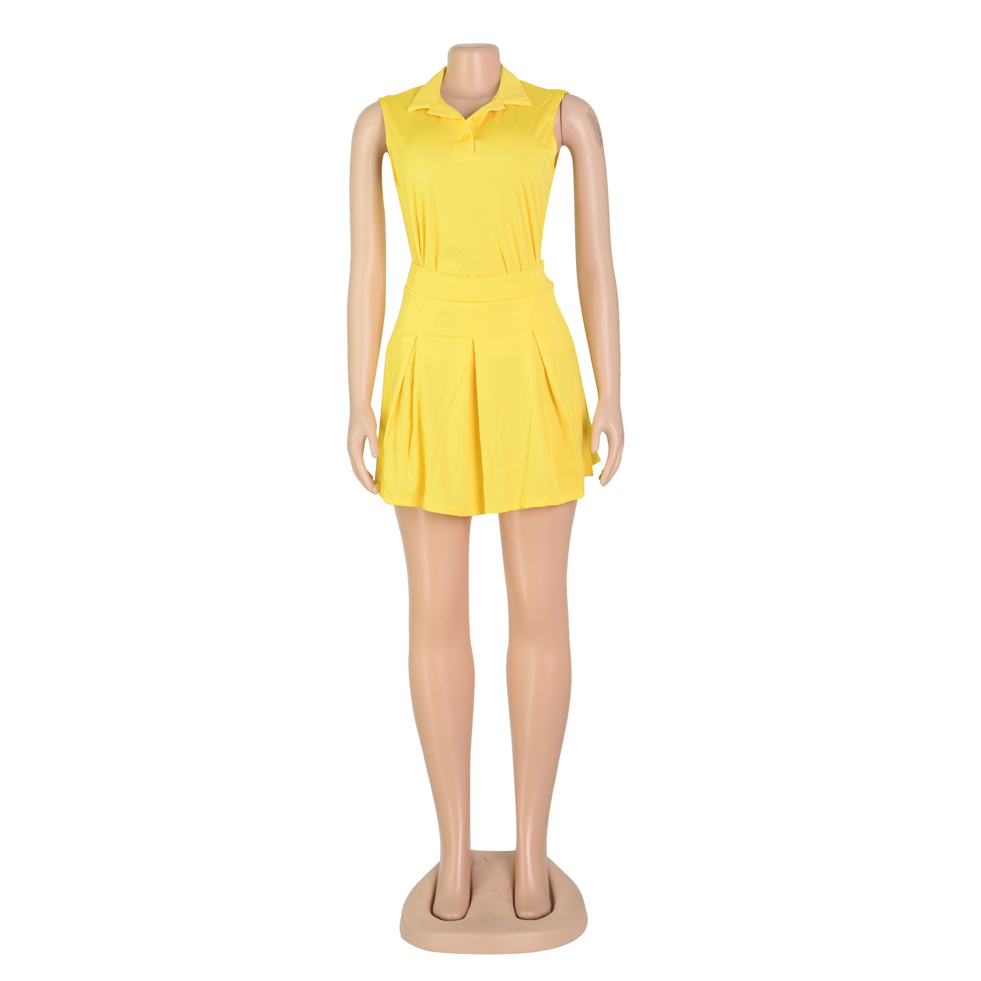 Women Clothing Short Skirt Two Piece Sleeveless Vest Suit Summer Polo Shirt