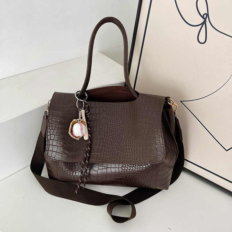 Retro Bag Women's New Crocodile Pattern Tote Bag Women's Large Capacity Commuting High-End Versatile Shoulder Crossbody Bag