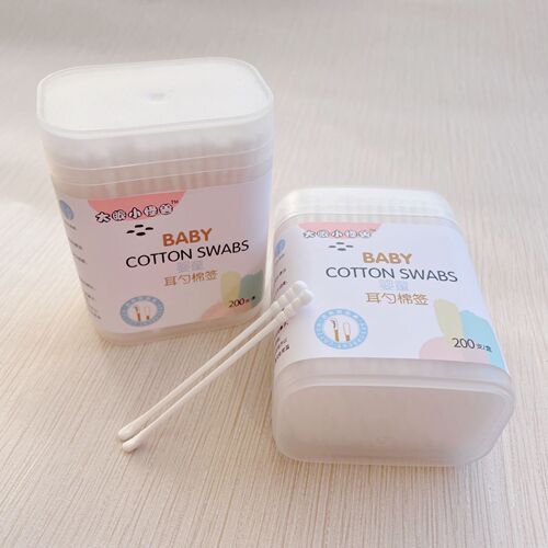Big-eyed little monster baby paper shaft thin double-ended ear scoop spiral cotton swab baby cotton swab cotton ball 200 pack