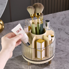 Rotating Makeup Brush Storage Box Rack Tube Desktop Divided Lipstick Eyeshadow Eyebrow Powder Brush Makeup Table Cosmetic Storage Bucket 