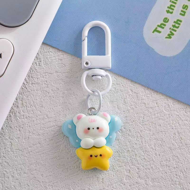 Moon Bear Keychain Resina de dibujos animados joyas pequeños regalos DIY adorable pequeño colgante accesorios de colgante caliente