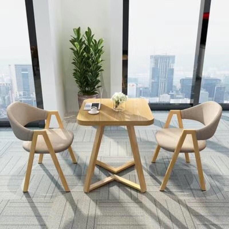 두꺼운 V다리가 있는 원목 컬러 사각 테이블 - 카키색