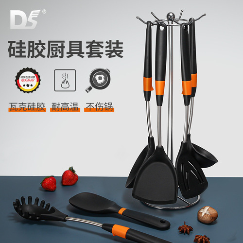 Silicone kitchenware set new silicone colander, silicone spatula, silicone pot spatula, silicone soup spoon, rice spoon