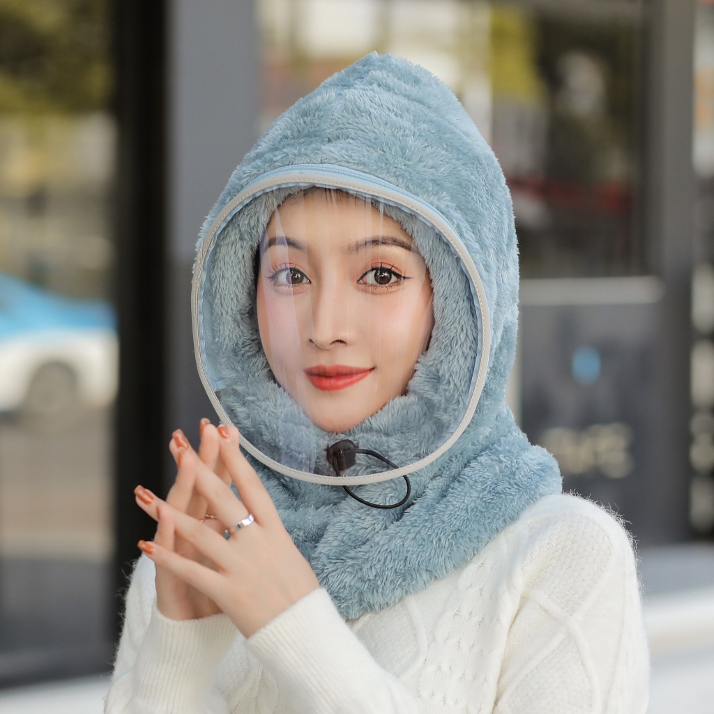 2021 Korean Style Women's New Winter Anti-cold Hat Velvet Thickened Anti-fog Lei Feng Hat Travel Cycling Anti-wind Hat