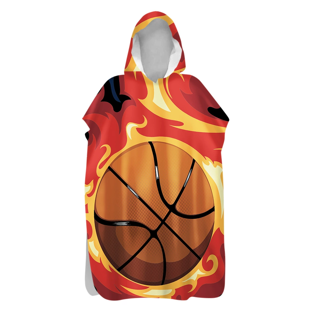 Двусторонняя бархатная быстросохнущая накидка банное полотенце теплое пальто для дайвинга купальный Халат с капюшоном геймпад Баскетбол огонь