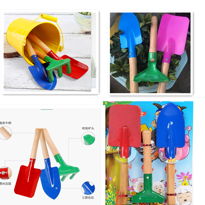 Pala pequeña herramientas de jardinería para niños plantación de pala de tres piezas traje de excavación pala de juguete de playa plantación de pala de flores