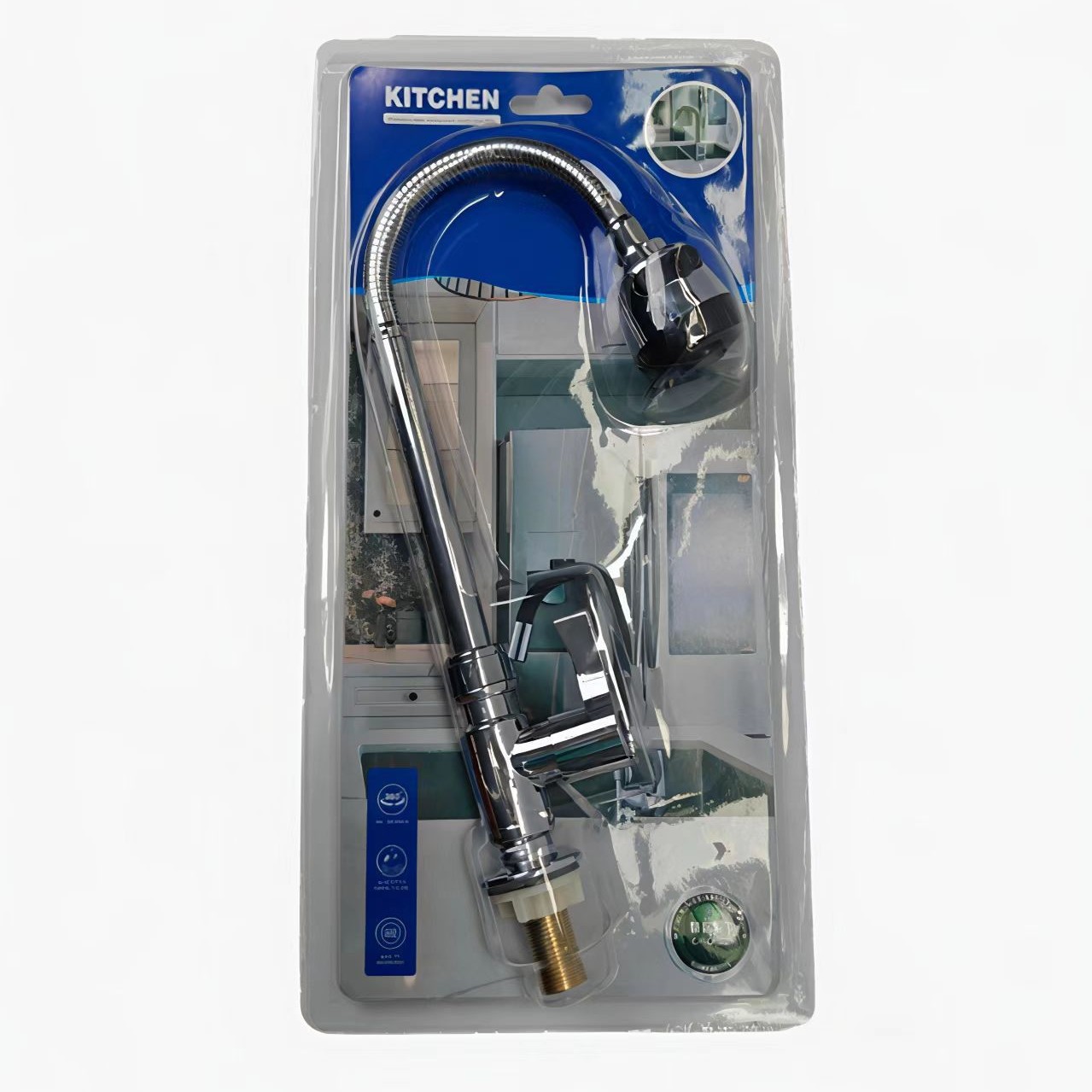 Venta directa transfronteriza cocina ABS grifo frío único lavabo de cocina de acero inoxidable fregadero de bolas giratorias baño