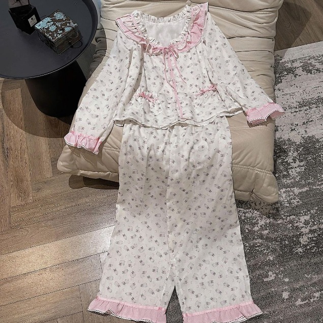 대외 무역 잠옷 여성의 봄과 가을 새로운 긴 소매 바지 달콤한 소녀의 귀여운 느슨한 홈 옷 투피스 세트 얇은