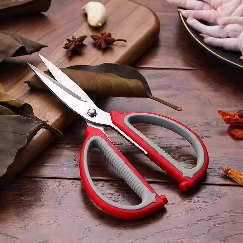 스테인레스 스틸 강한 가위 꽃 가위 주방 가위 스테인레스 스틸 봉제 가위 가정용 고무 손잡이 가위