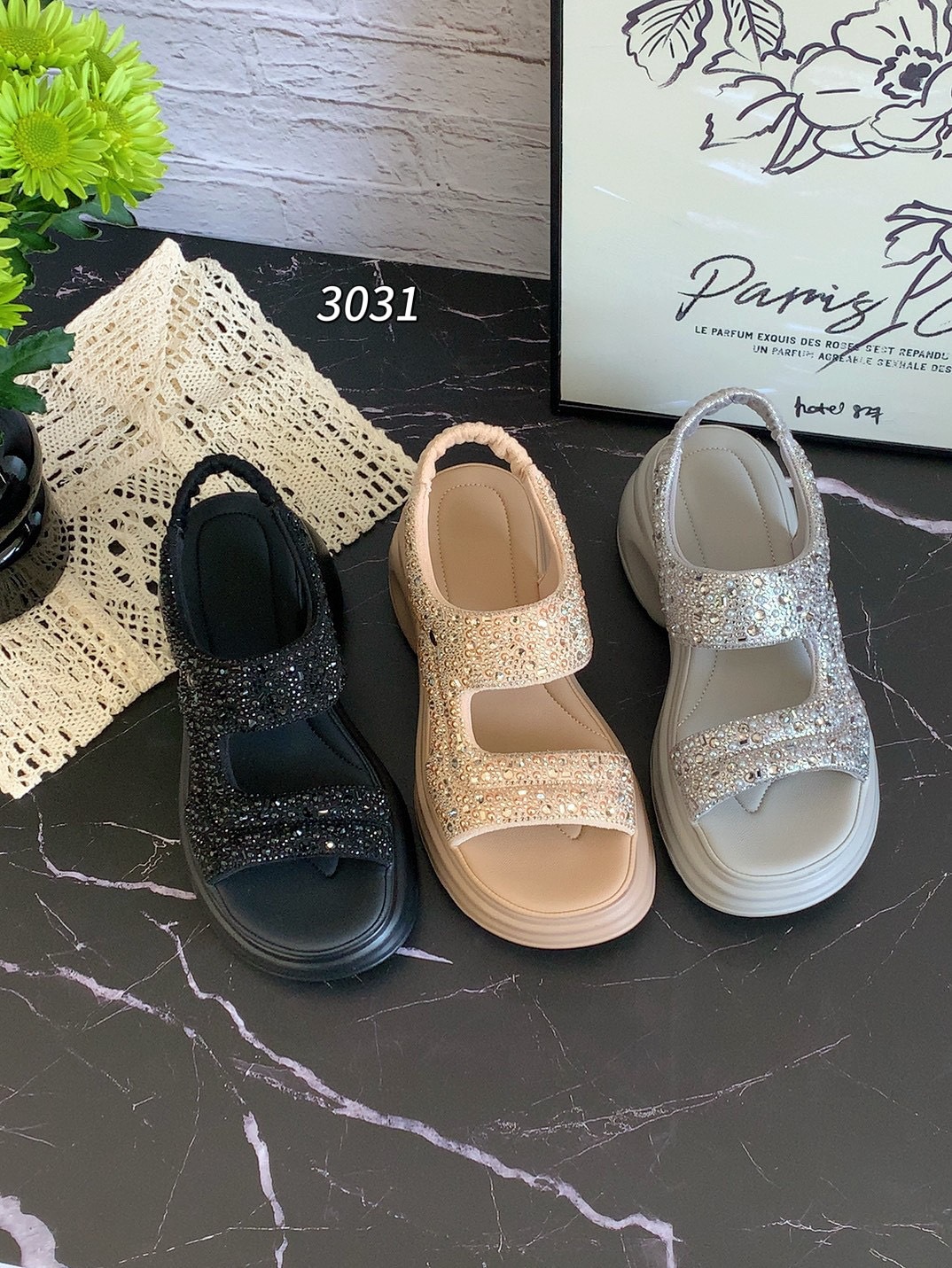 Giày sneaker nữ đế dày phong cách Pháp, tăng chiều cao, thoáng khí mùa hè — Màu đen chi tiết 2