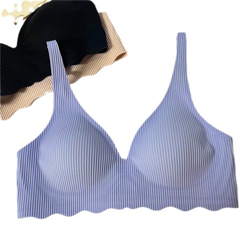 W5669!  !  Women's striped breathable fixed-cup one-piece seamless women's underwear JU push-up sagging bra