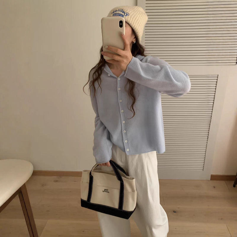 All Wool Autum Women's Knitwear Hoodie Cardigan Knitwear Women's Jacket Korean Style G1431