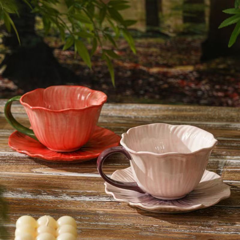 Yumei flores de cerámica taza de café plato creativo de alto valor familiar taza de leche de desayuno de oficina menú de la tarde