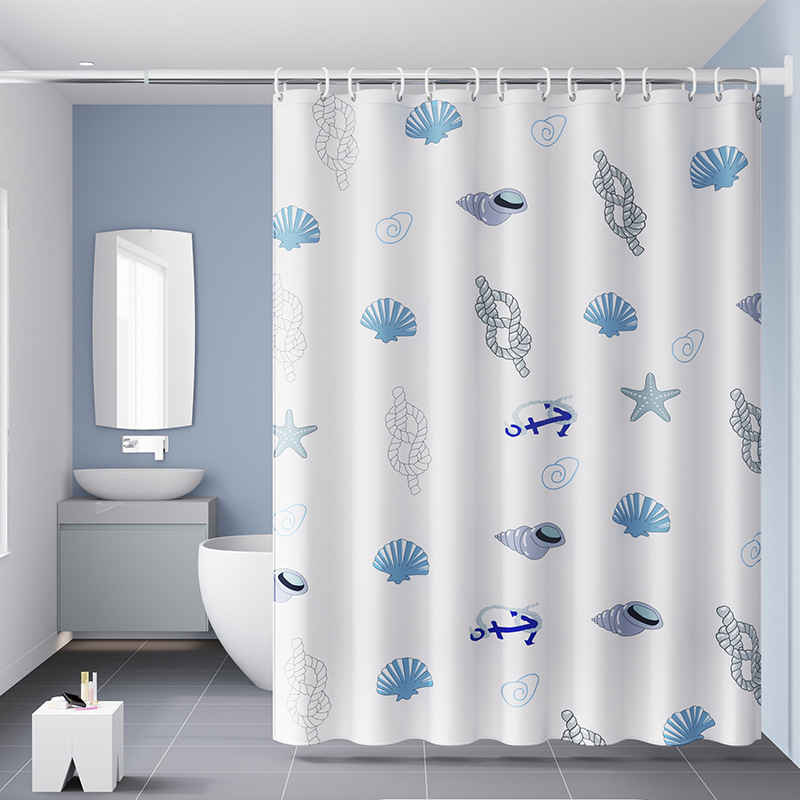 Cortina impermeable de baño engrosada de color puro, juego de cortina de baño de baño, cortina de baño de dormitorio de hotel sin perforación, cortina de puerta