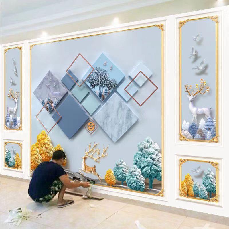 2025电视背景墙新款壁画墙纸立体现代18D影视客厅墙布厂货源批发