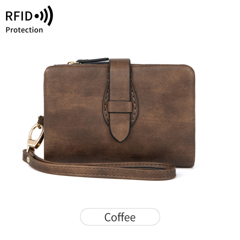 クロスボーダー新 RFID レディース財布 PU ソフトレザー 70% off ショートウォレットレトロファッションジッパーバックル小銭入れ|undefined