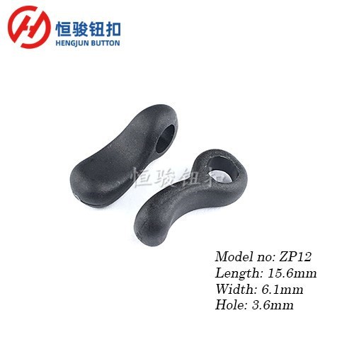 现货供应塑料吊钟绳扣小逗号黑色调节球形圆珠卡扣拉环钮