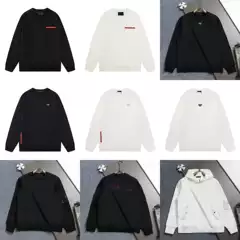 High Version Pujia Pjia 2025 Autum New Metal Triangle Logo Embroider Loose Long-Sleeved Round Neck Sweatshirt
