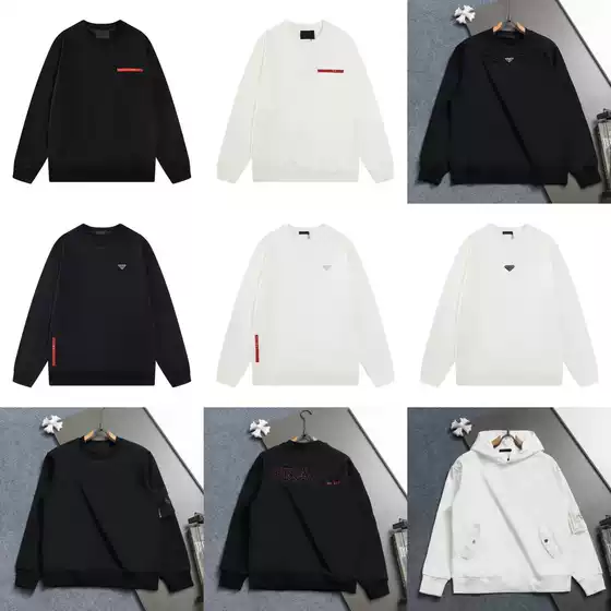 High Version Pujia Pjia 2025 Autum New Metal Triangle Logo Embroider Loose Long-Sleeved Round Neck Sweatshirt